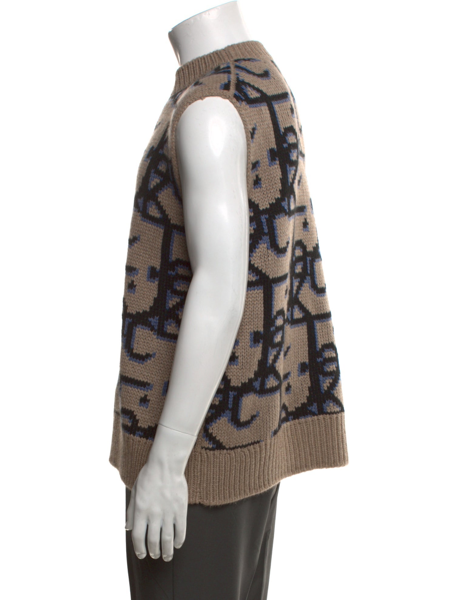 Cactus Jack Dior Oblique Jacquard Cashmere Sweater Vest