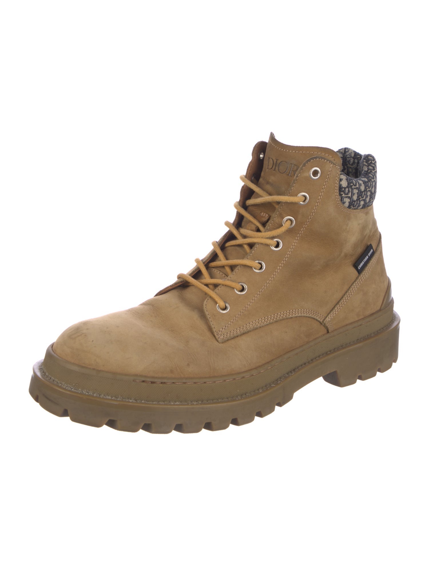 DIOR MEN Oblique Jacquard Suede Hiking Boots