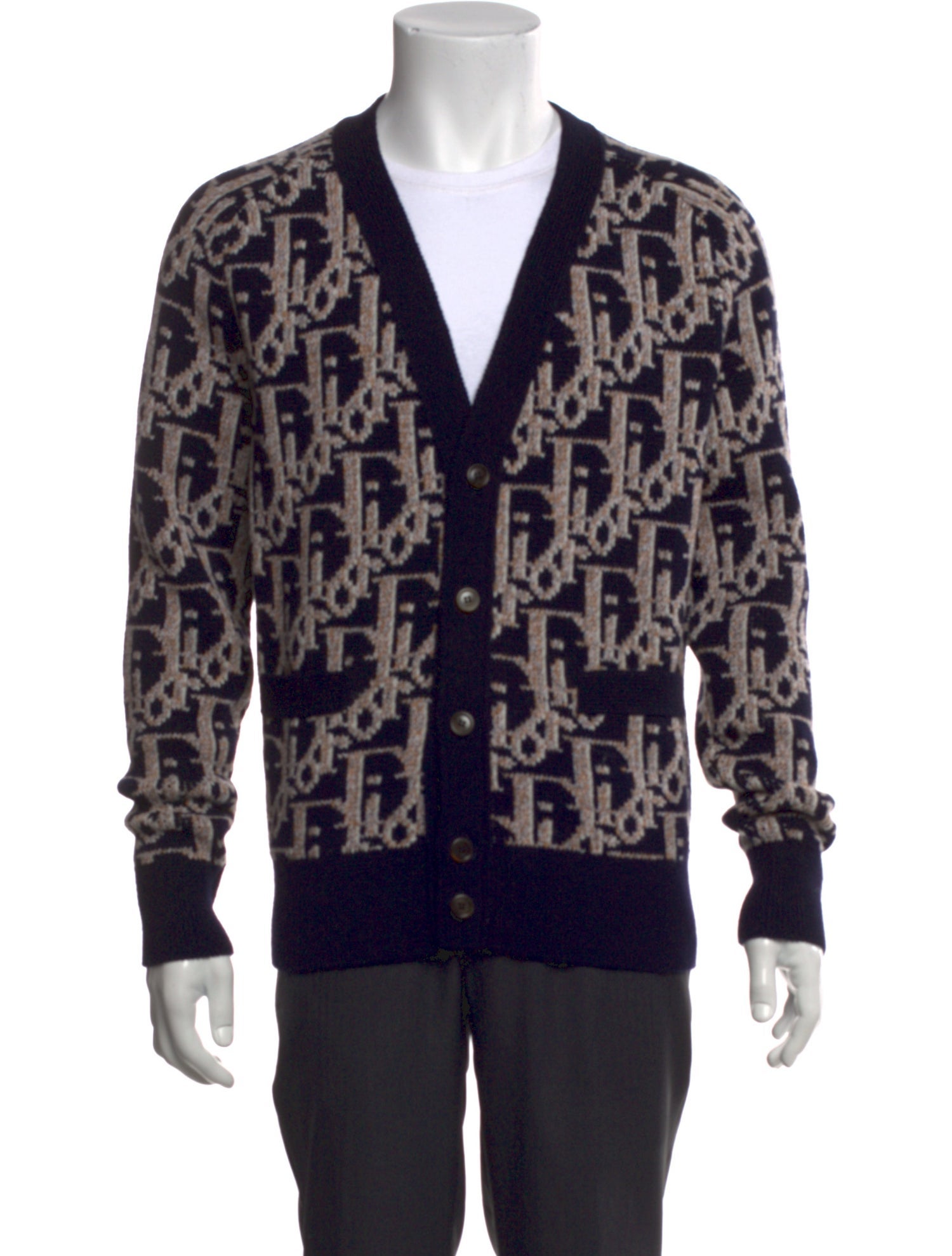 DIOR MEN Oblique Jacquard Virgin Wool Cardigan
