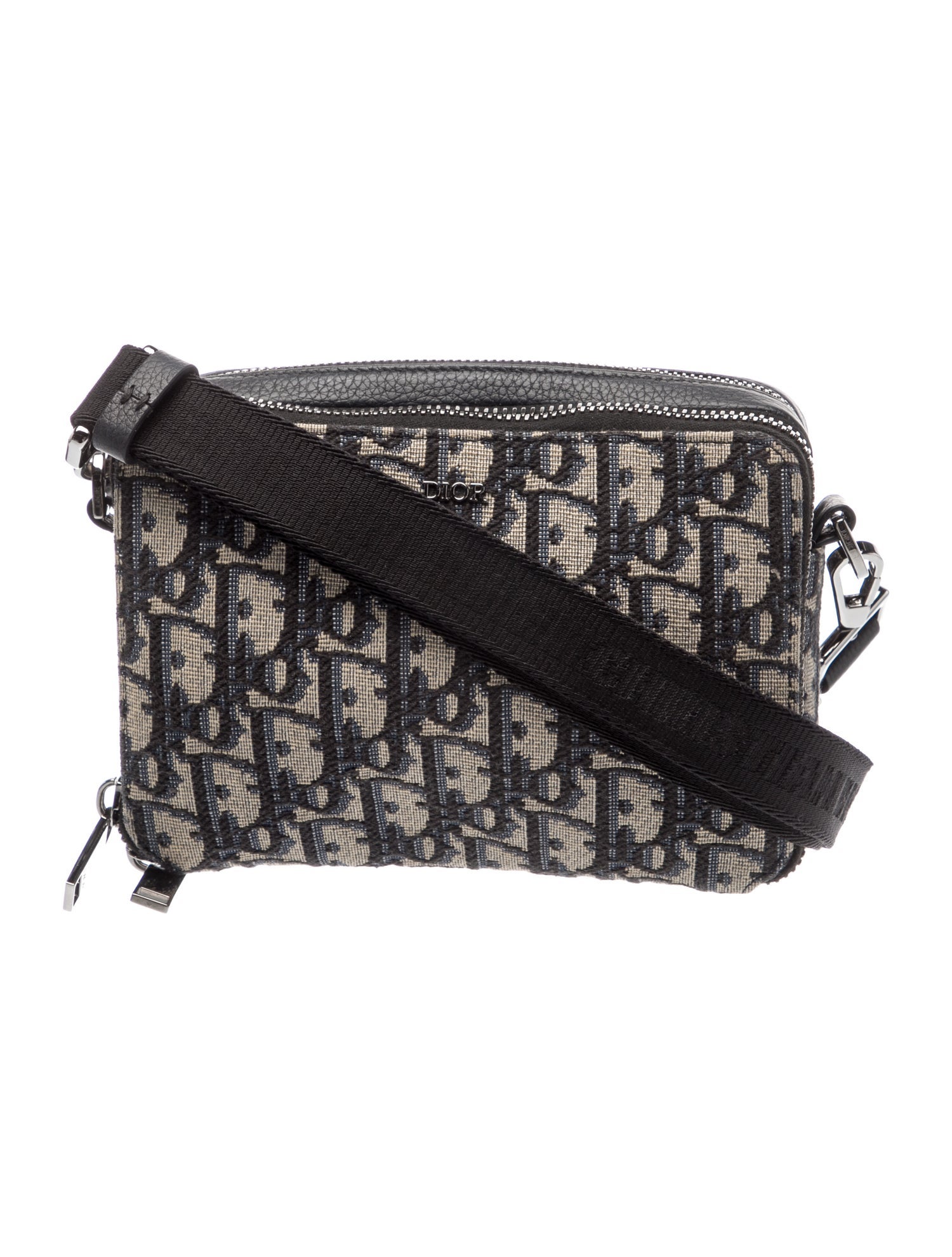 DIOR MEN Oblique Jacquard Double Zip Pouch