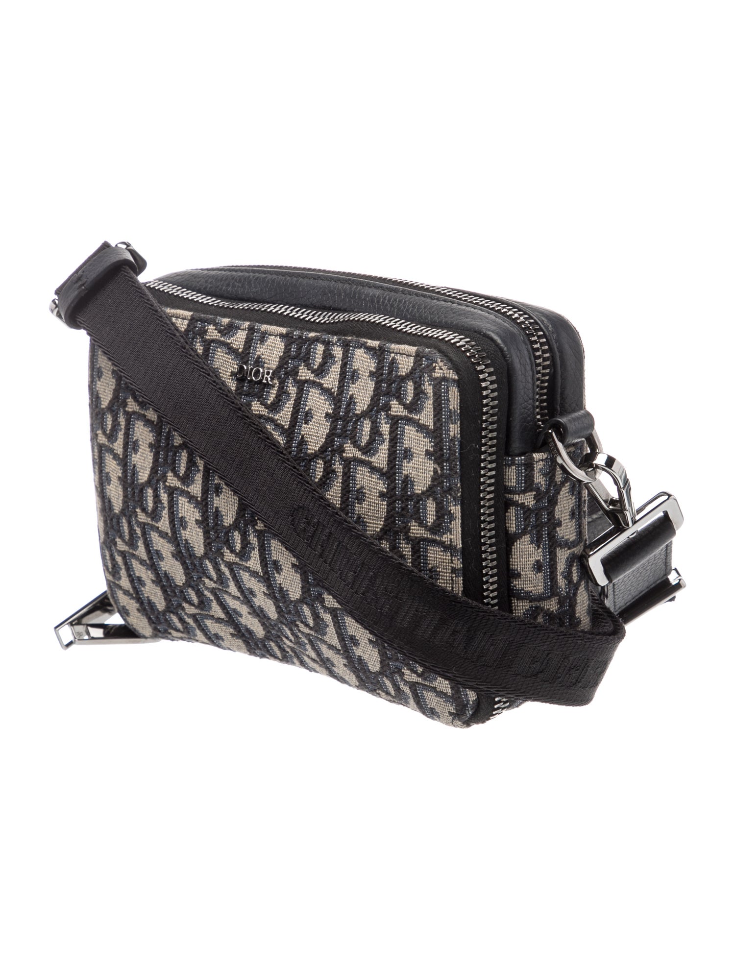 DIOR MEN Oblique Jacquard Double Zip Pouch