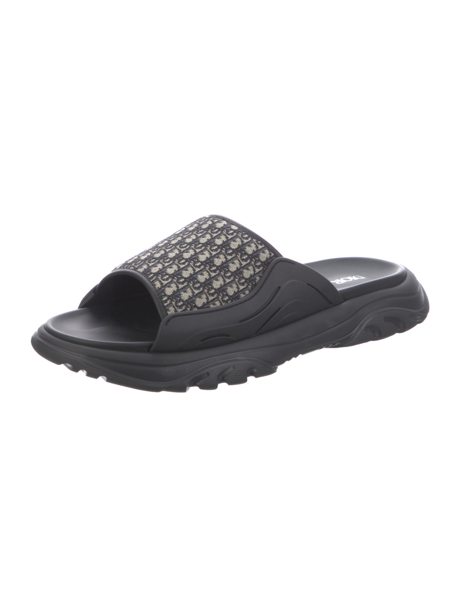 DIOR MEN Oblique Jacquard Rubber Slides w/ Tags