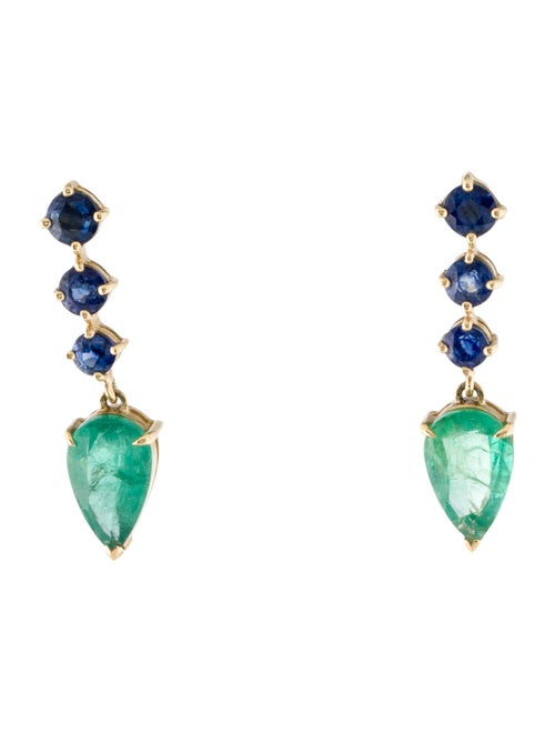 Yi Collection 18K 1.85ctw Emerald & Sapphire Arrow Drop Earrings