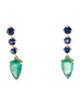 Yi Collection 18K 1.85ctw Emerald & Sapphire Arrow Drop Earrings