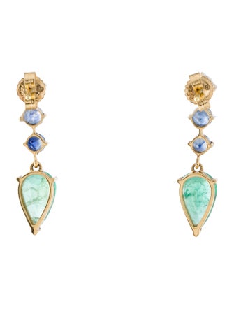 Yi Collection 18K 1.85ctw Emerald & Sapphire Arrow Drop Earrings