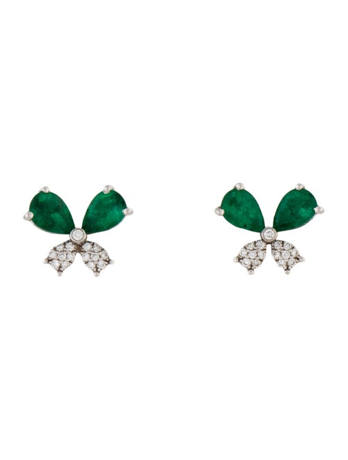 Djula 18K Emerald & Diamond Butterfly Stud Earrings