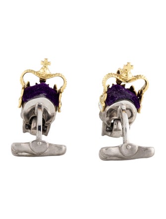 Deakin & Francis 18K Diamond Crown Skull Cufflinks