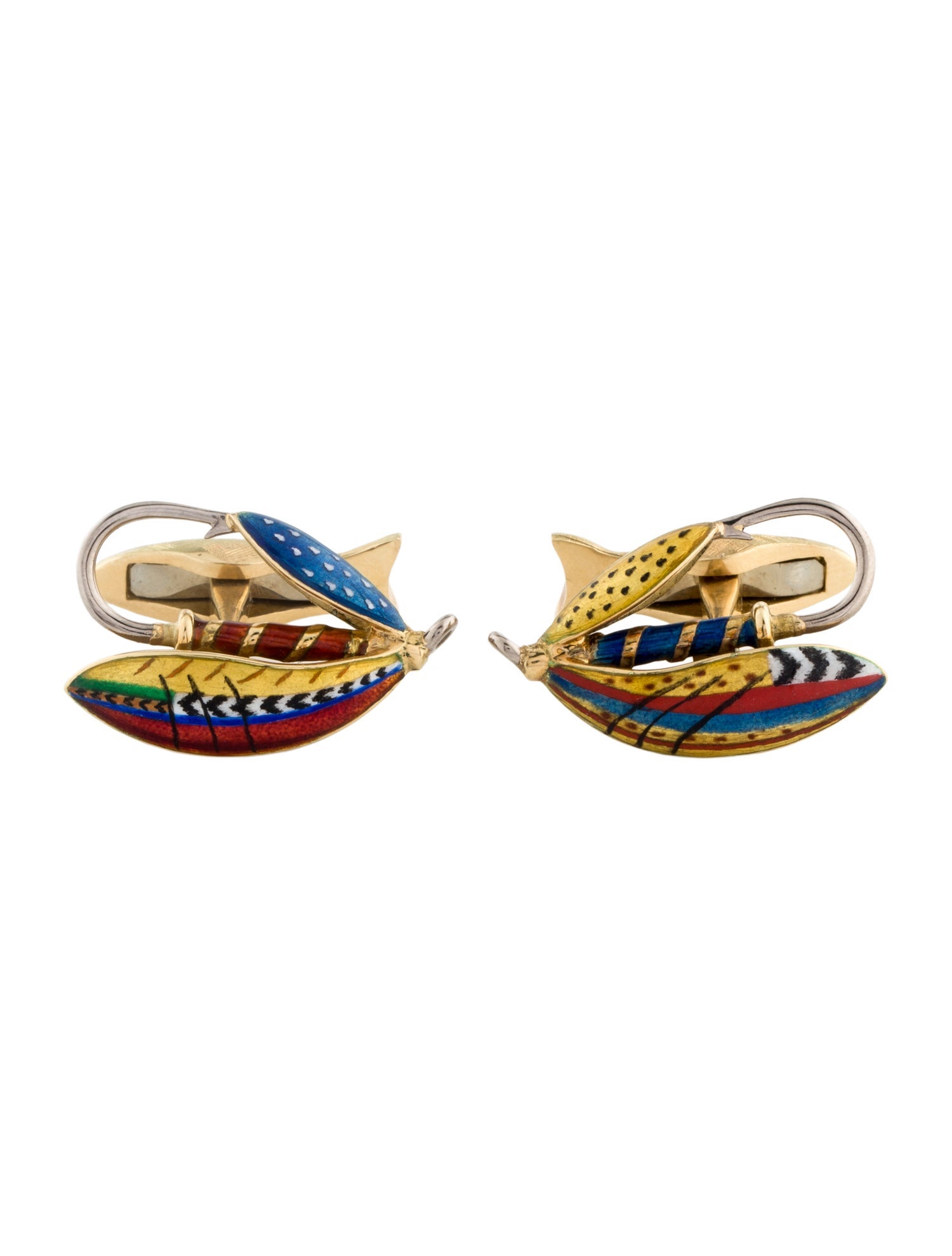 Deakin & Francis 18K Enamel Fly Fishing Cufflinks