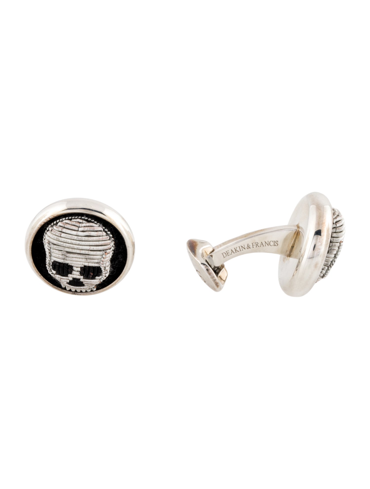 Deakin & Francis Embroidered Skull Cufflinks