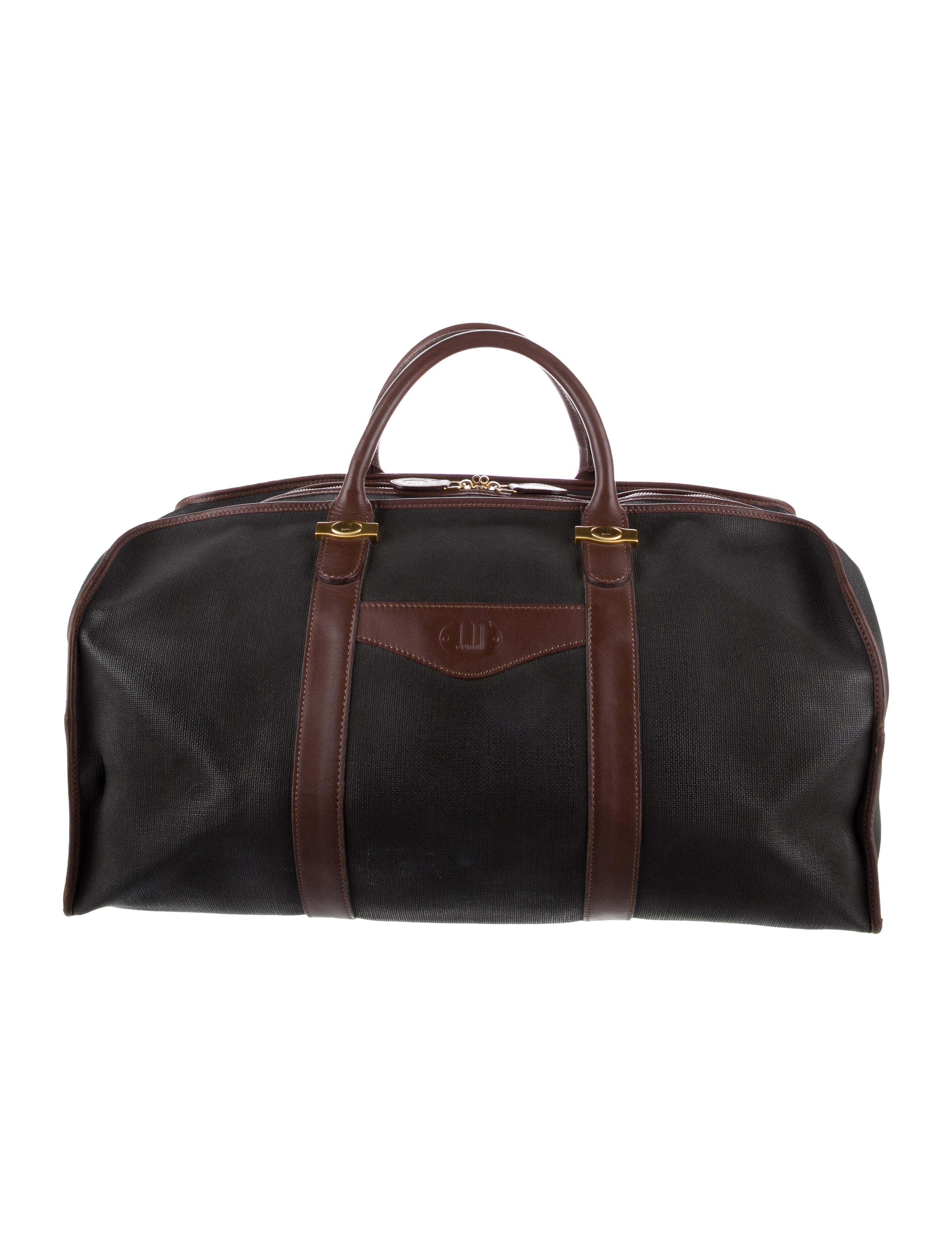 Dunhill Coated Canvas Leather Trim Duffle Bag Black Luggage and