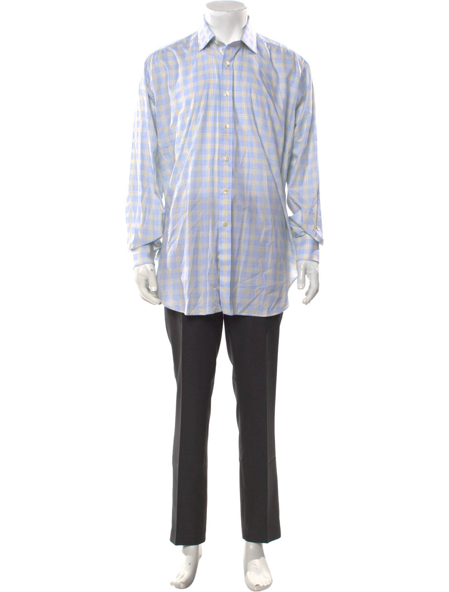 Dunhill Plaid Print Long Sleeve Dress Shirt