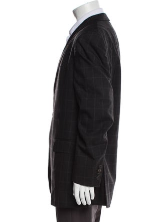 Dunhill Wool Plaid Print Peacoat