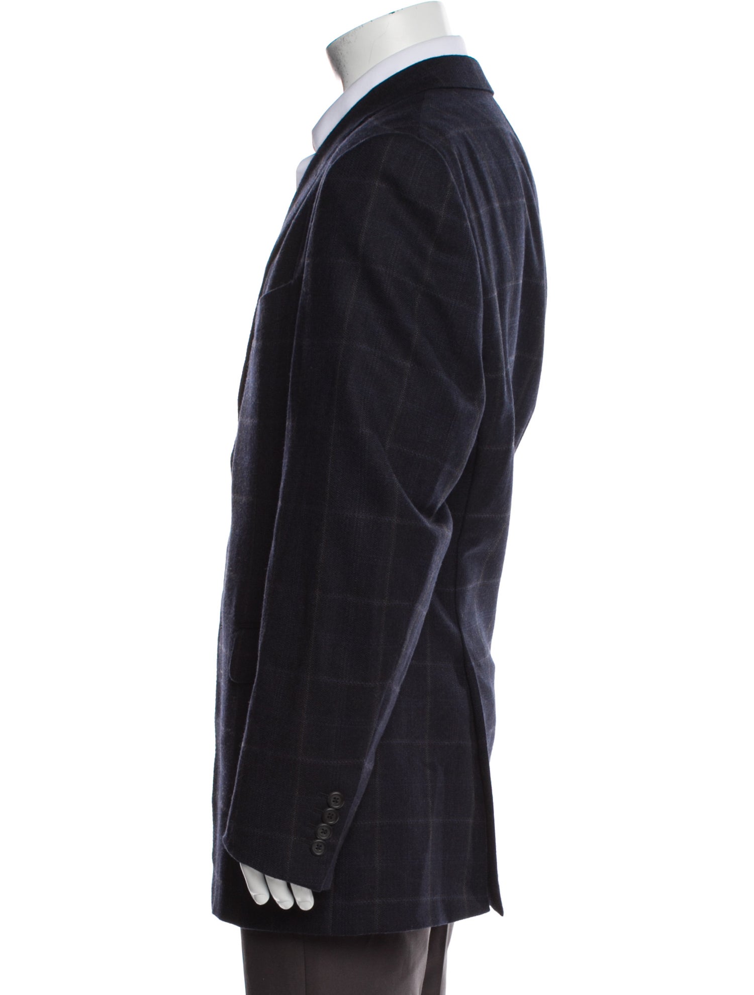 Dunhill Wool Plaid Print Peacoat