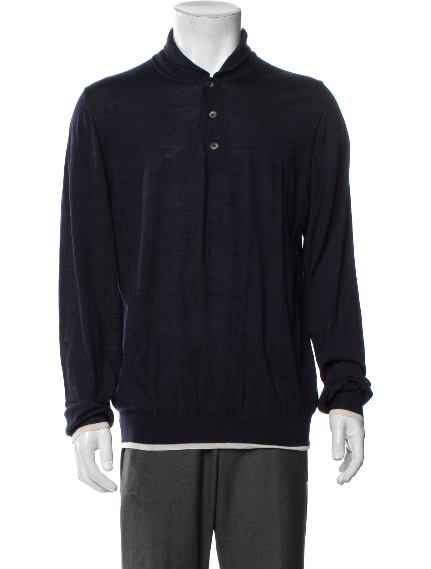 Dunhill Merino Wool Collar Polo Sweater