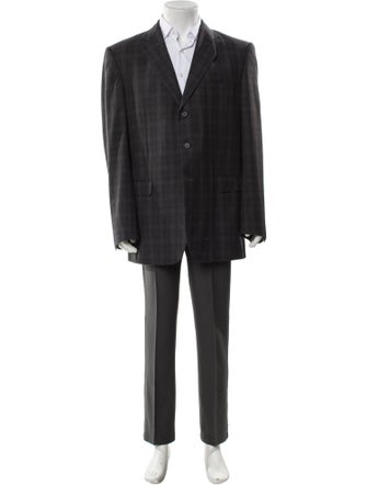 Dunhill Wool Plaid Print Blazer
