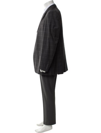 Dunhill Wool Plaid Print Blazer