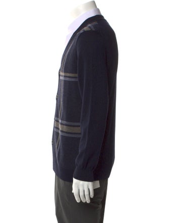 Dunhill Merino Wool Plaid Print Cardigan