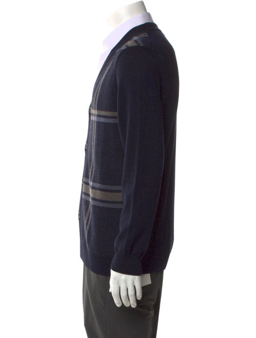 Dunhill Merino Wool Plaid Print Cardigan