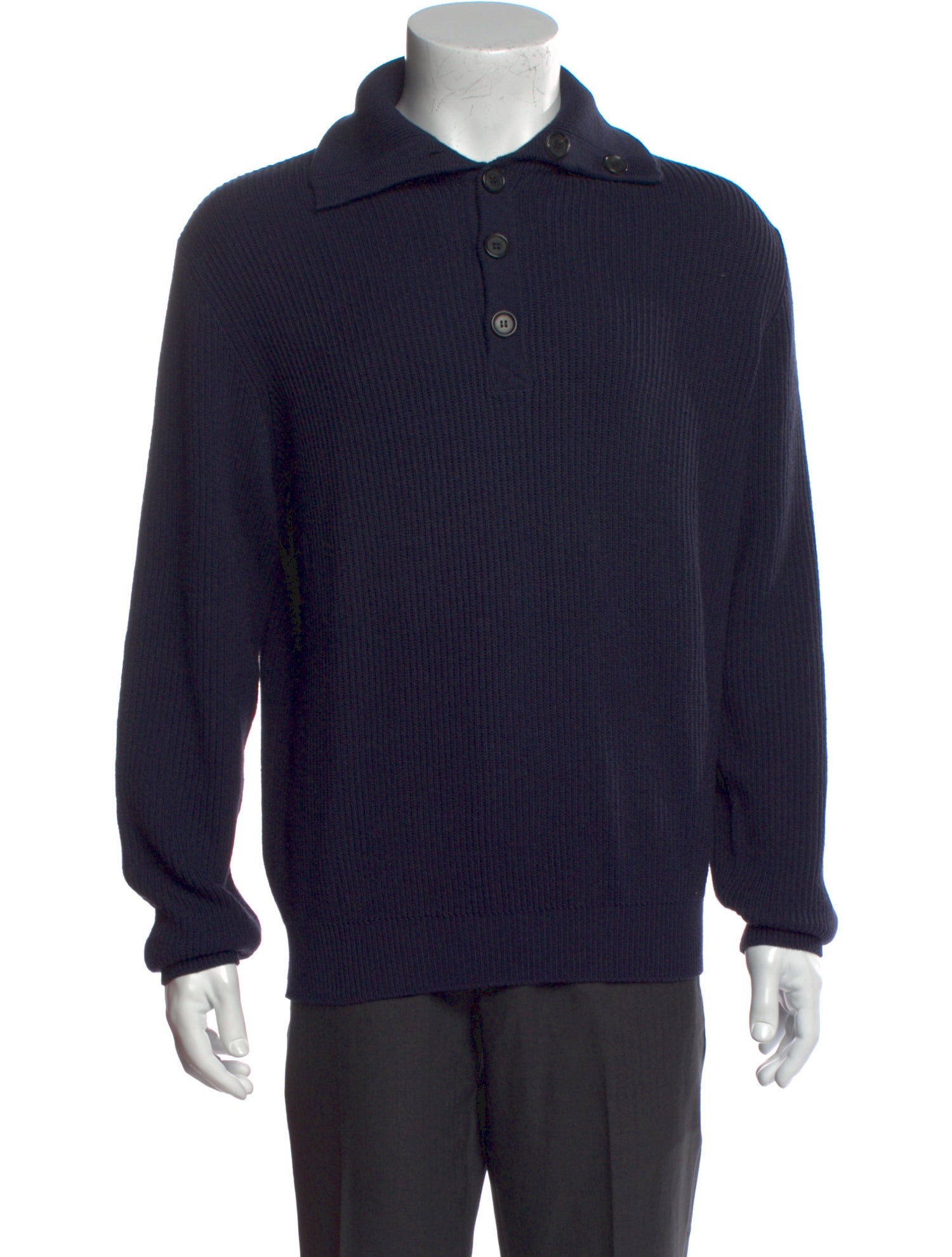 Dunhill Collar Long Sleeve Polo Sweater