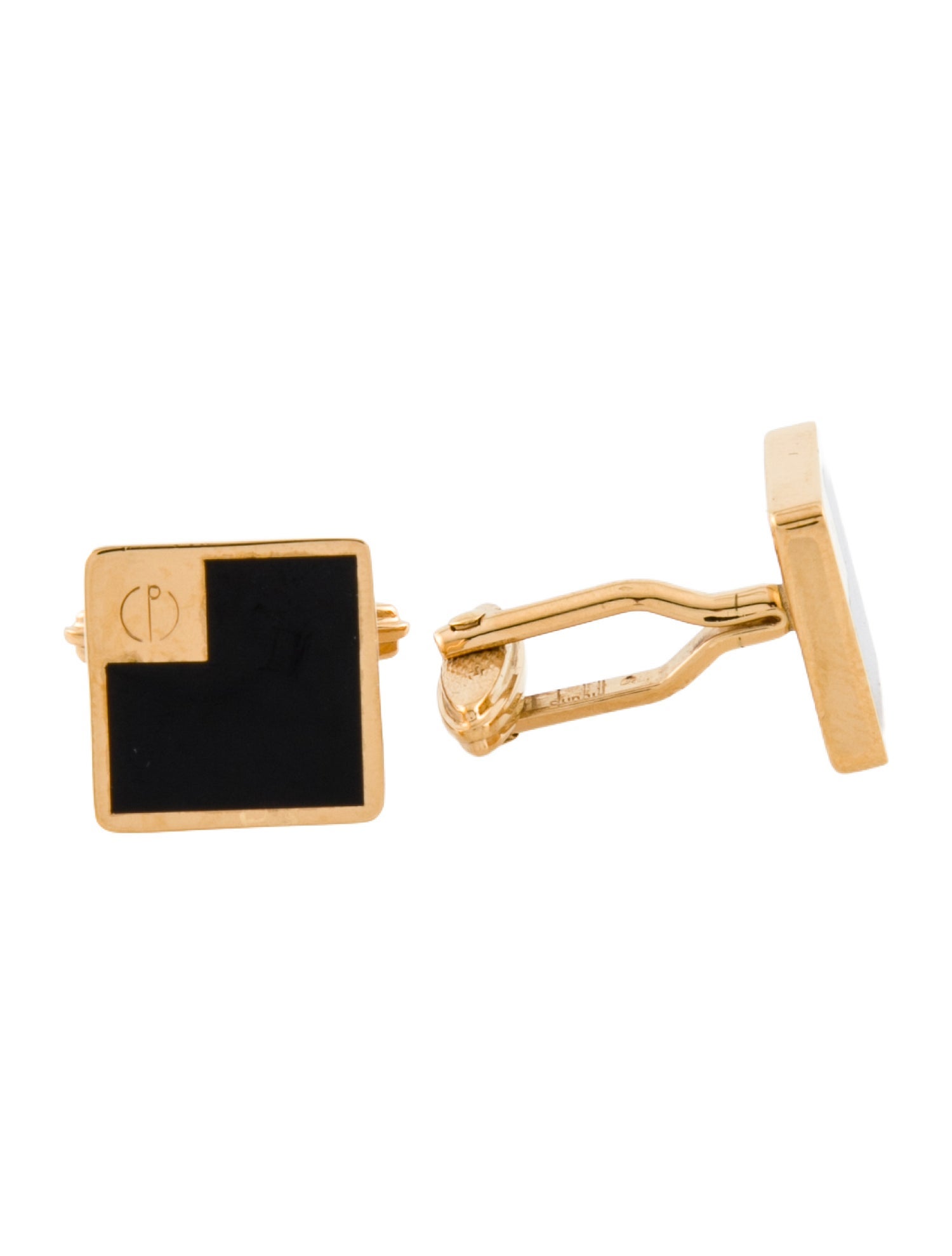 Dunhill Black Stone Logo Cufflinks