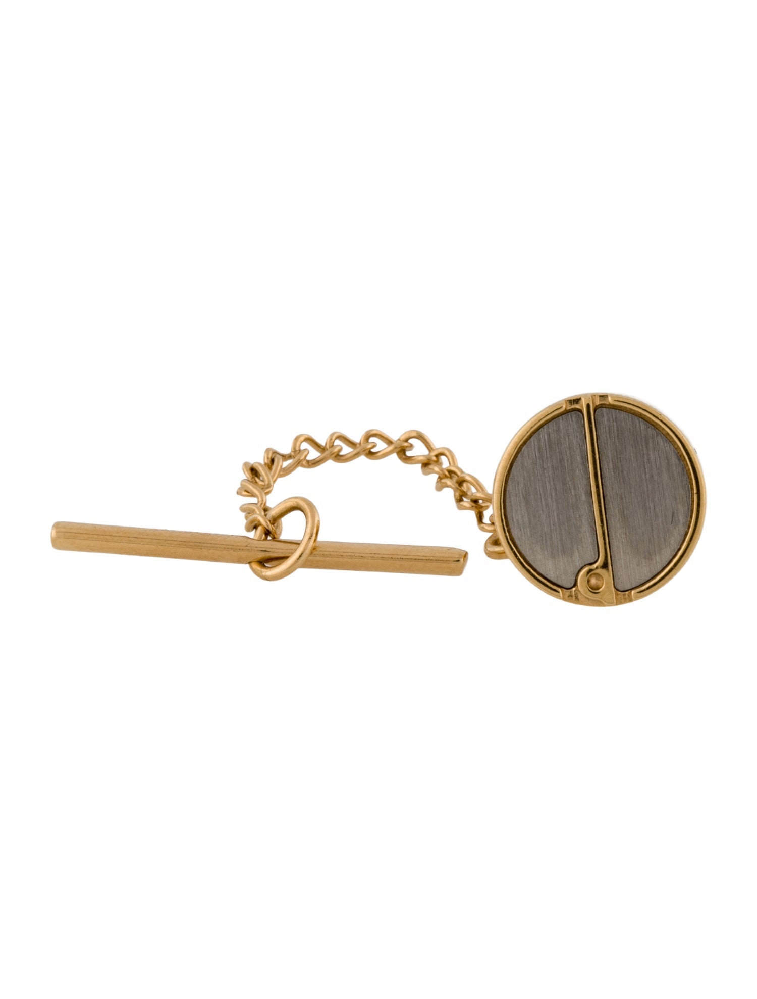 Dunhill Two-Tone Logo Tie Tac w/Chain