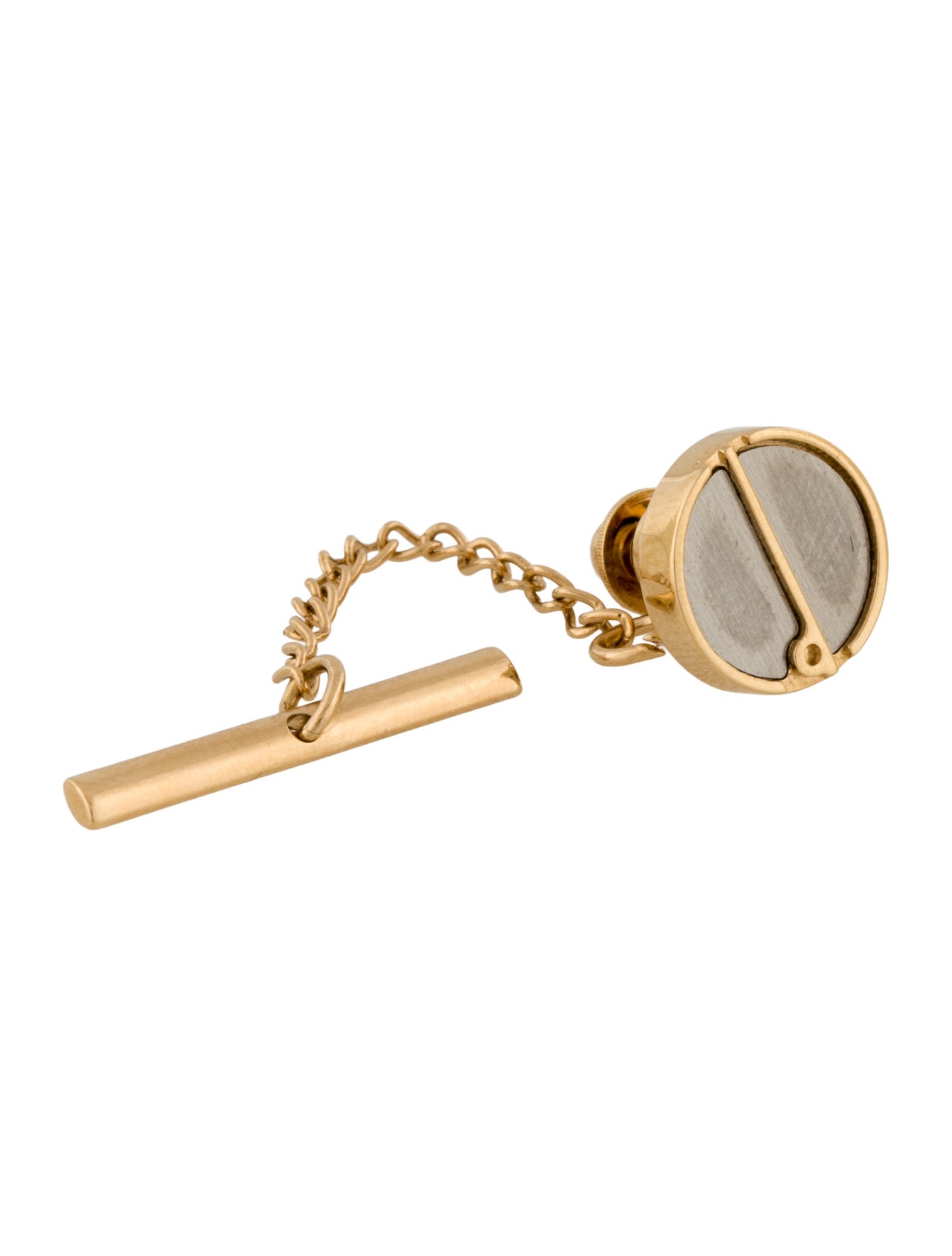 Dunhill Two-Tone Logo Tie Tac w/Chain