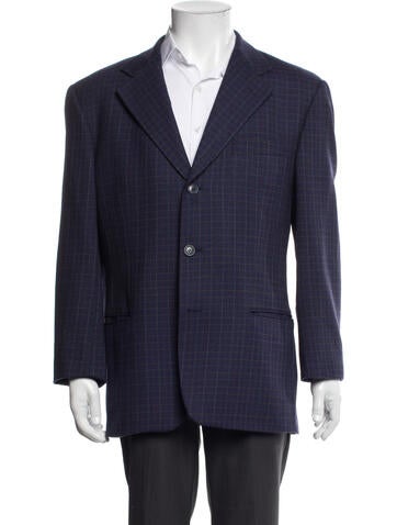 Pre-owned Dunhill Wool Plaid Print Blazer In Blue