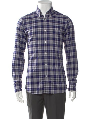 Pre-owned Dunhill Plaid Print Long Sleeve Shirt In Purple