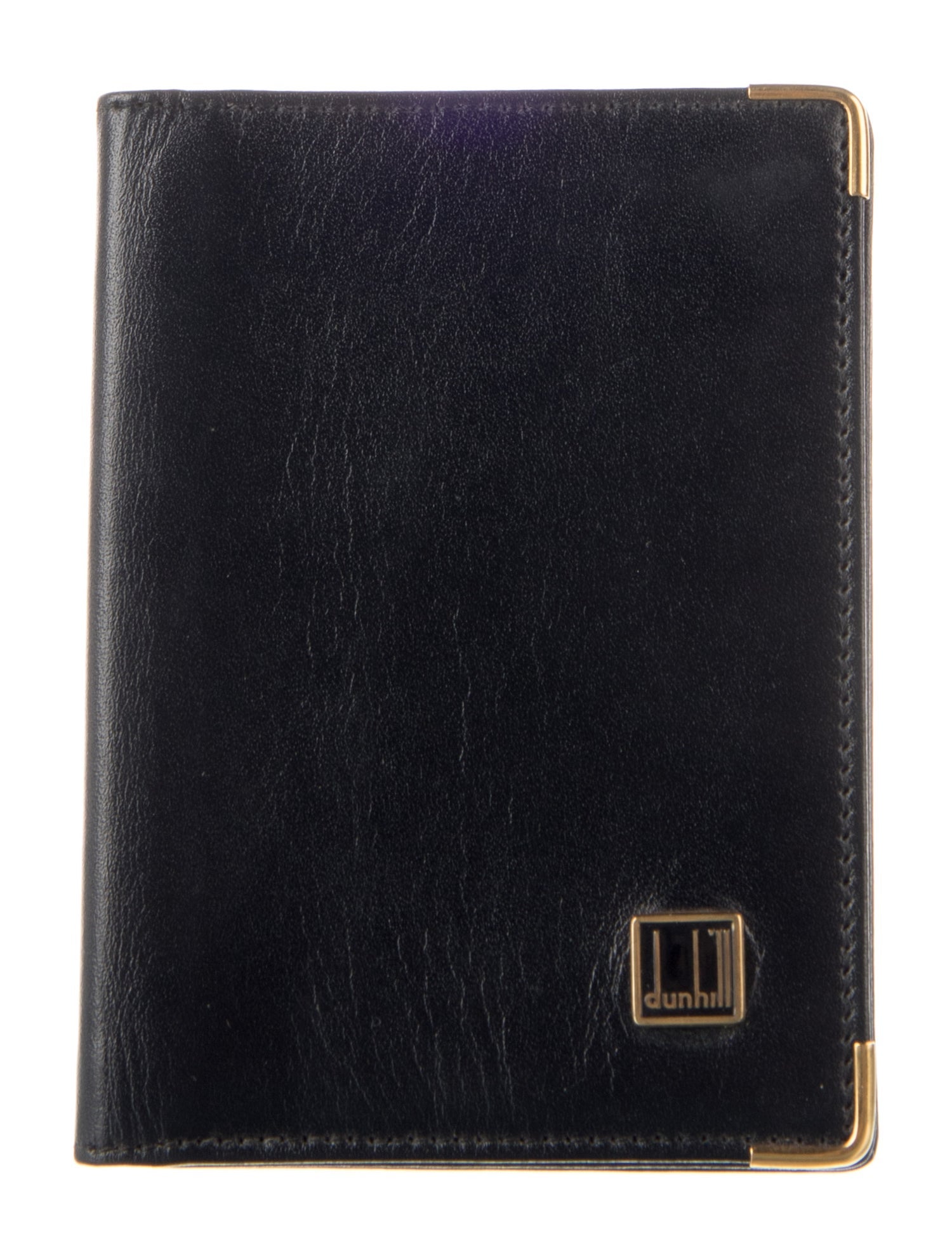 Dunhill Leather Colorblock Pattern Card Holder - Black Wallets