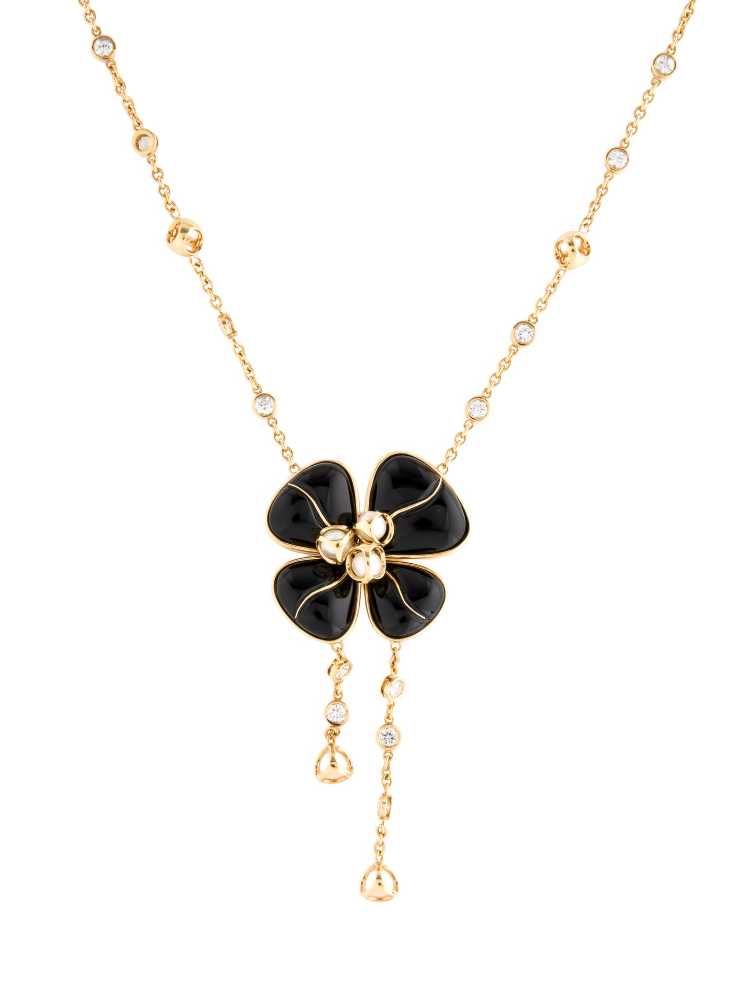 Di Modolo 18K Onyx & Sapphire Flower Pendant Necklace
