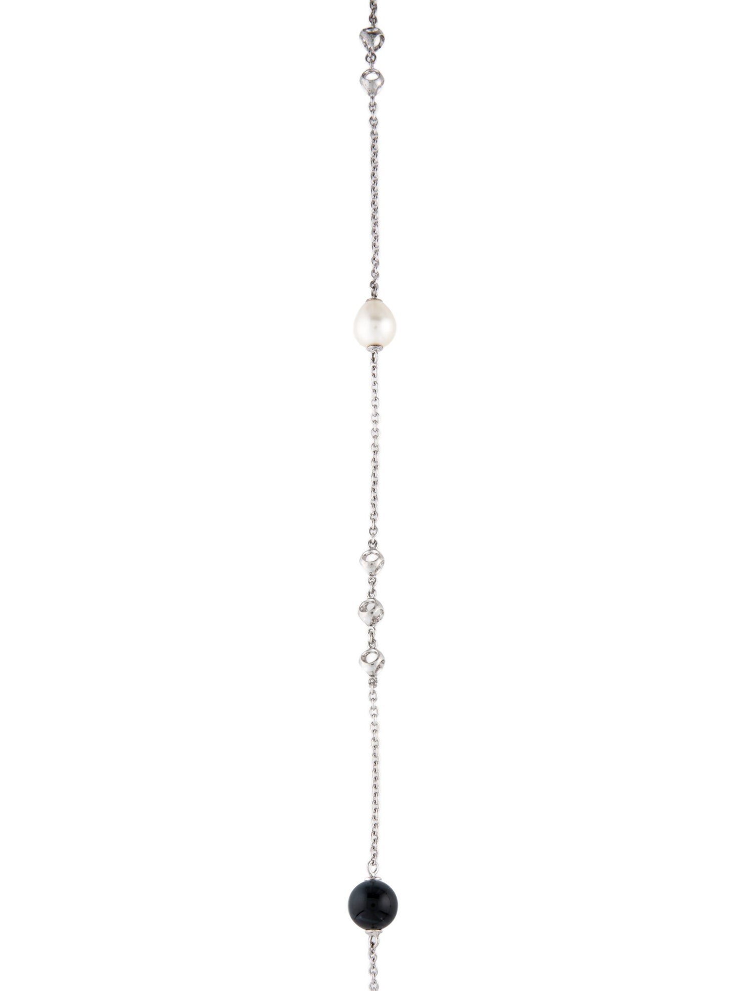 Di Modolo Pearl & Hawks Eye Quartz Station Necklace