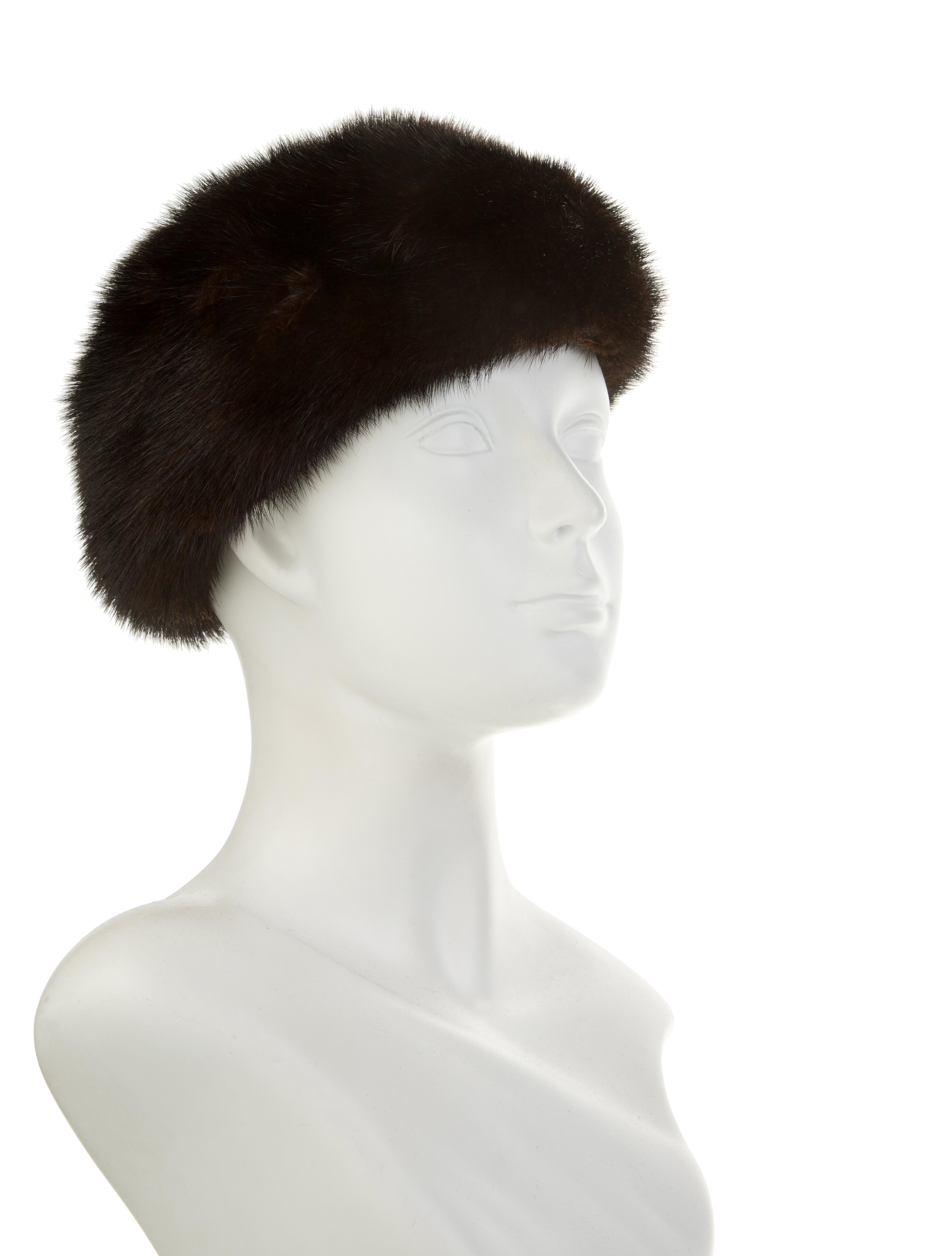 Don Anderson Mink Pillbox Hat - Brown 