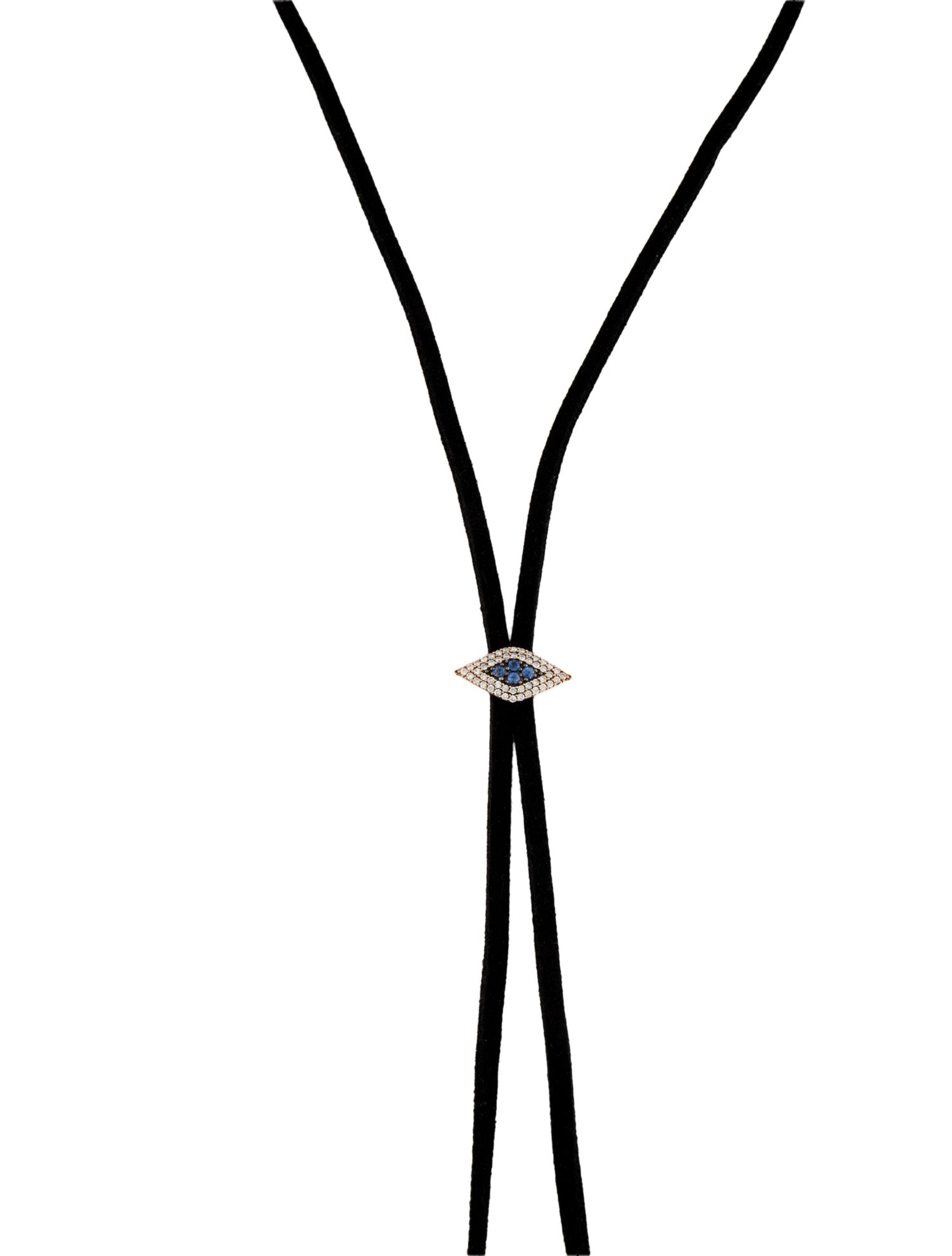 18K Sapphire & Diamond Evil Eye Bolo Necklace