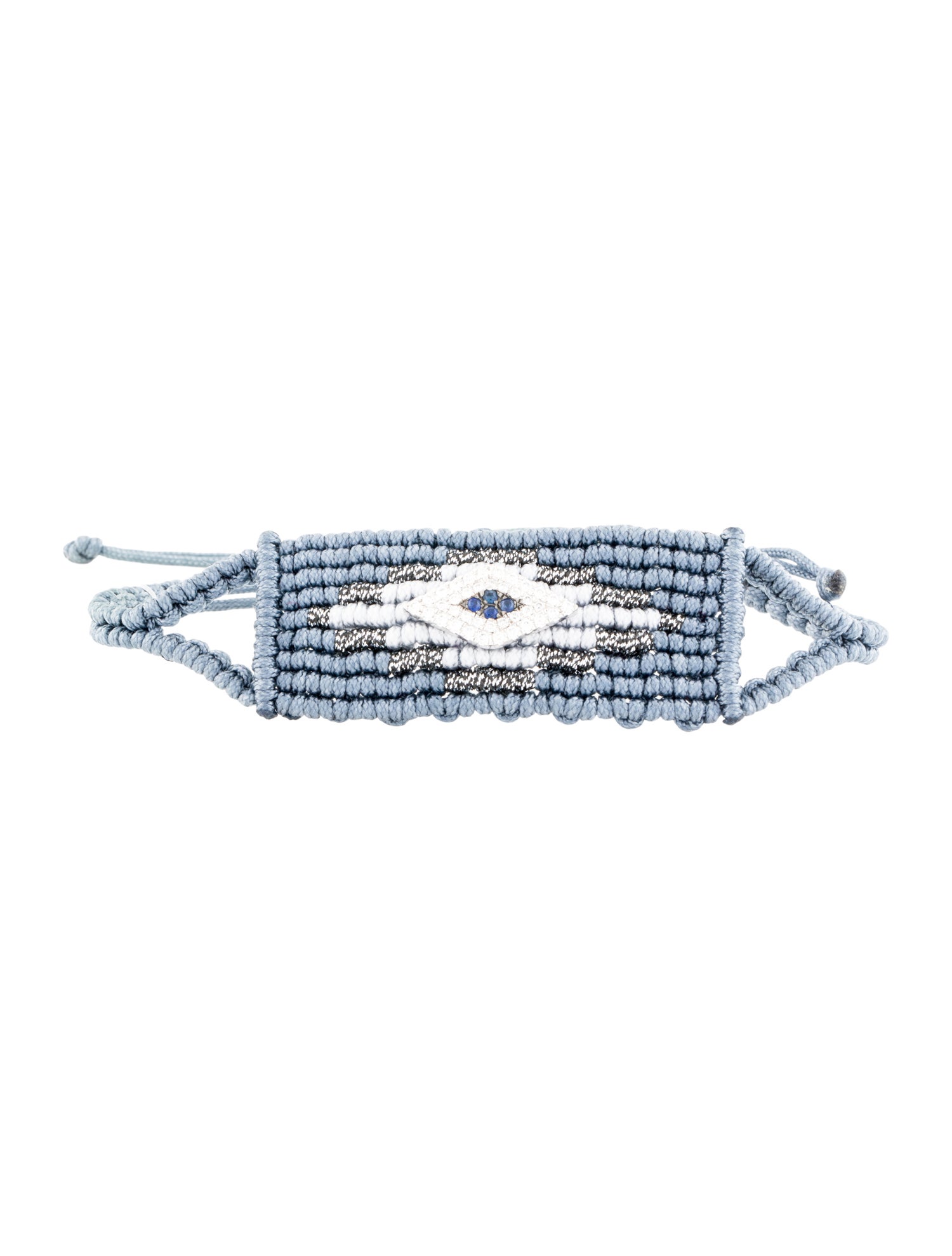 Diane Kordas 14K Diamond & Sapphire Woven Cord Evil Eye Bracelet