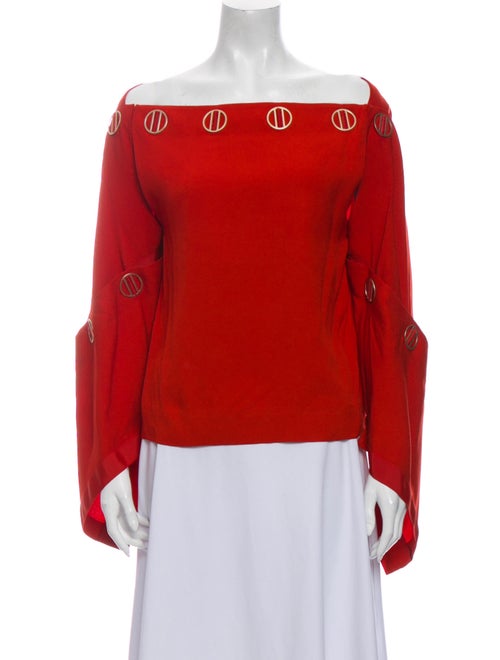 Dion Lee Square Neckline Long Sleeve Blouse Orange