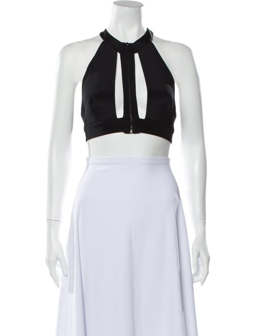 Dion Lee Silk Halterneck Crop Top Black