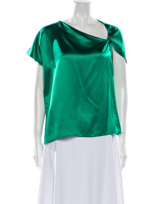 Dion Lee Silk Asymmetrical Blouse Green