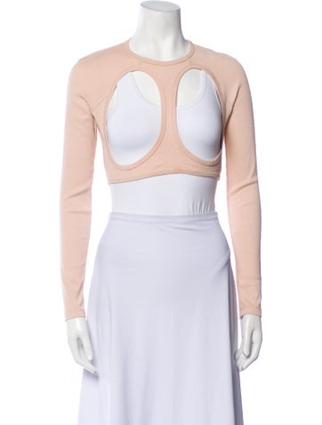 Dion Lee Tops Scoop Neck Long Sleeve Crop Top Us0, UK4 | XS