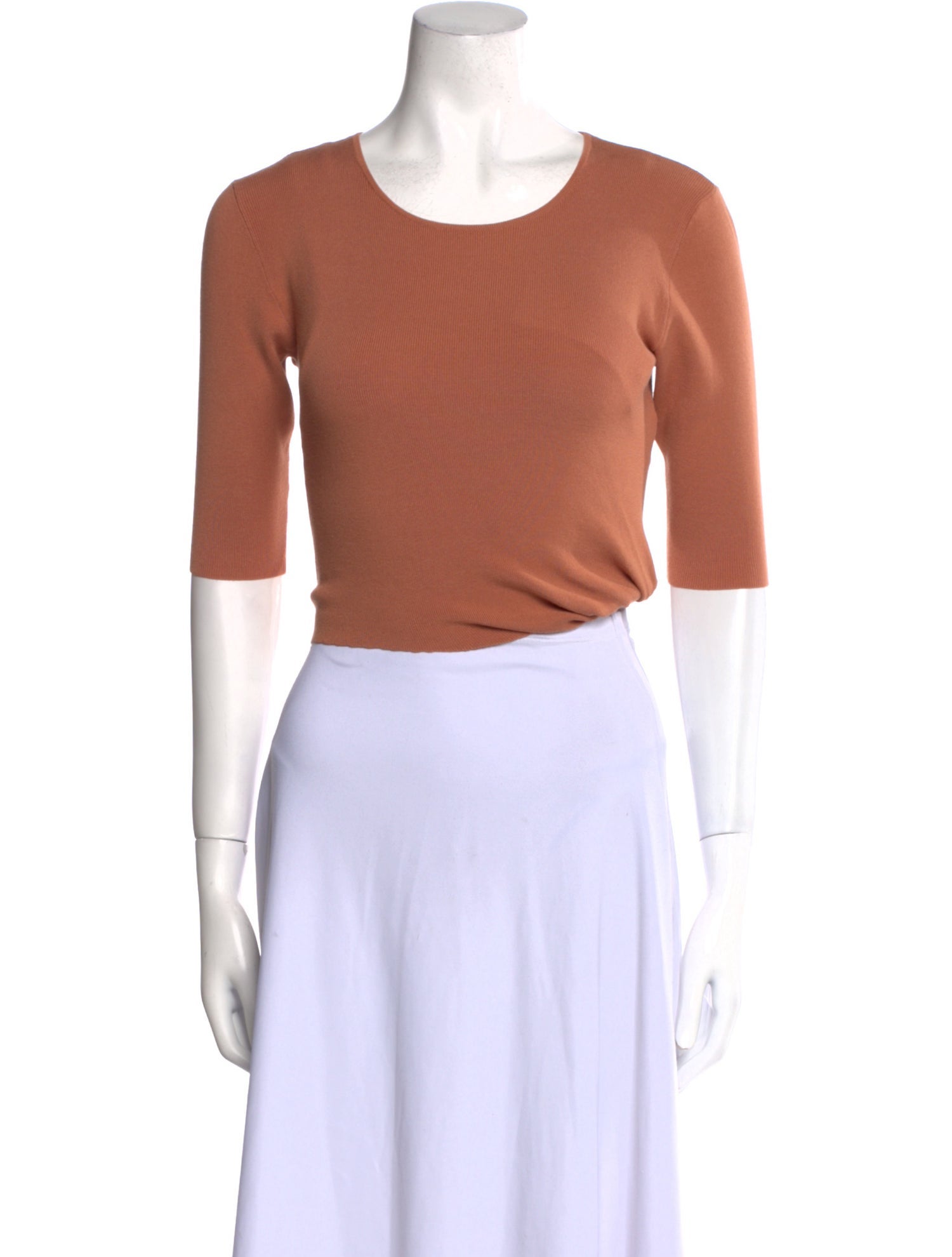 Dion Lee Scoop Neck Three-Quarter Sleeve Crop Top