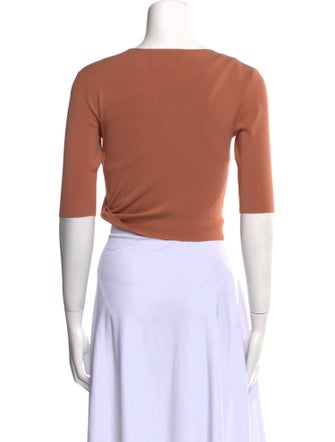 Dion Lee Scoop Neck Three-Quarter Sleeve Crop Top
