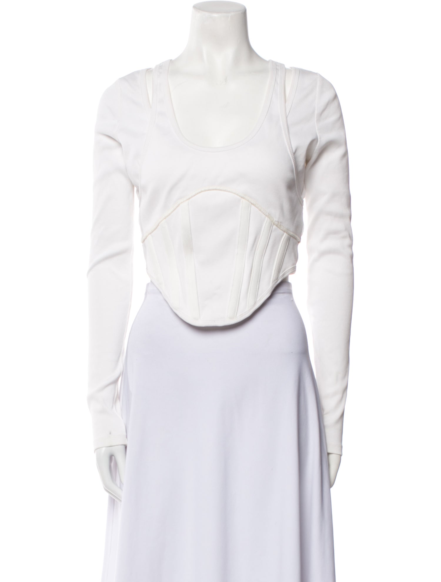 Dion Lee Scoop Neck Long Sleeve Crop Top