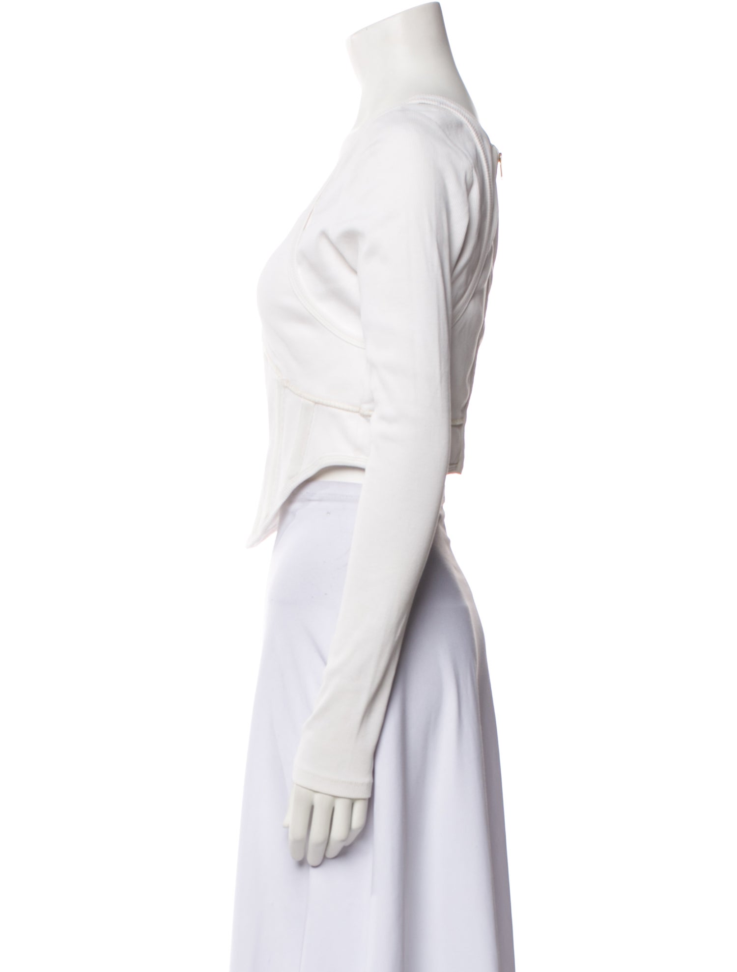 Dion Lee Scoop Neck Long Sleeve Crop Top