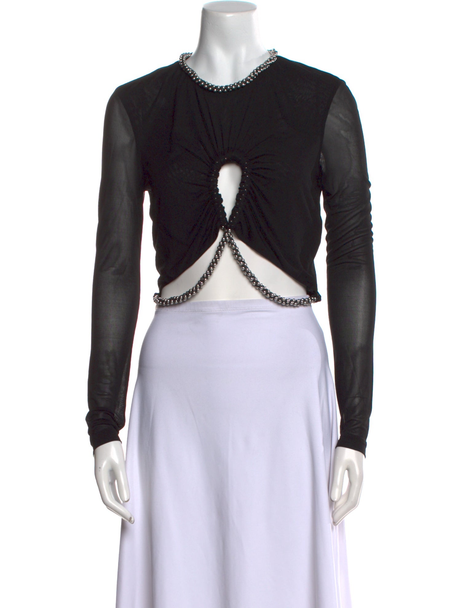 Dion Lee Crew Neck Long Sleeve Crop Top