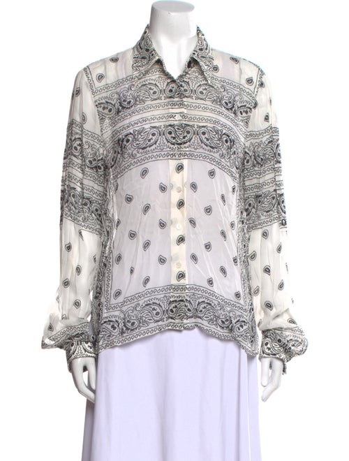 Dion Lee Paisley Print Long Sleeve Button-Up Top