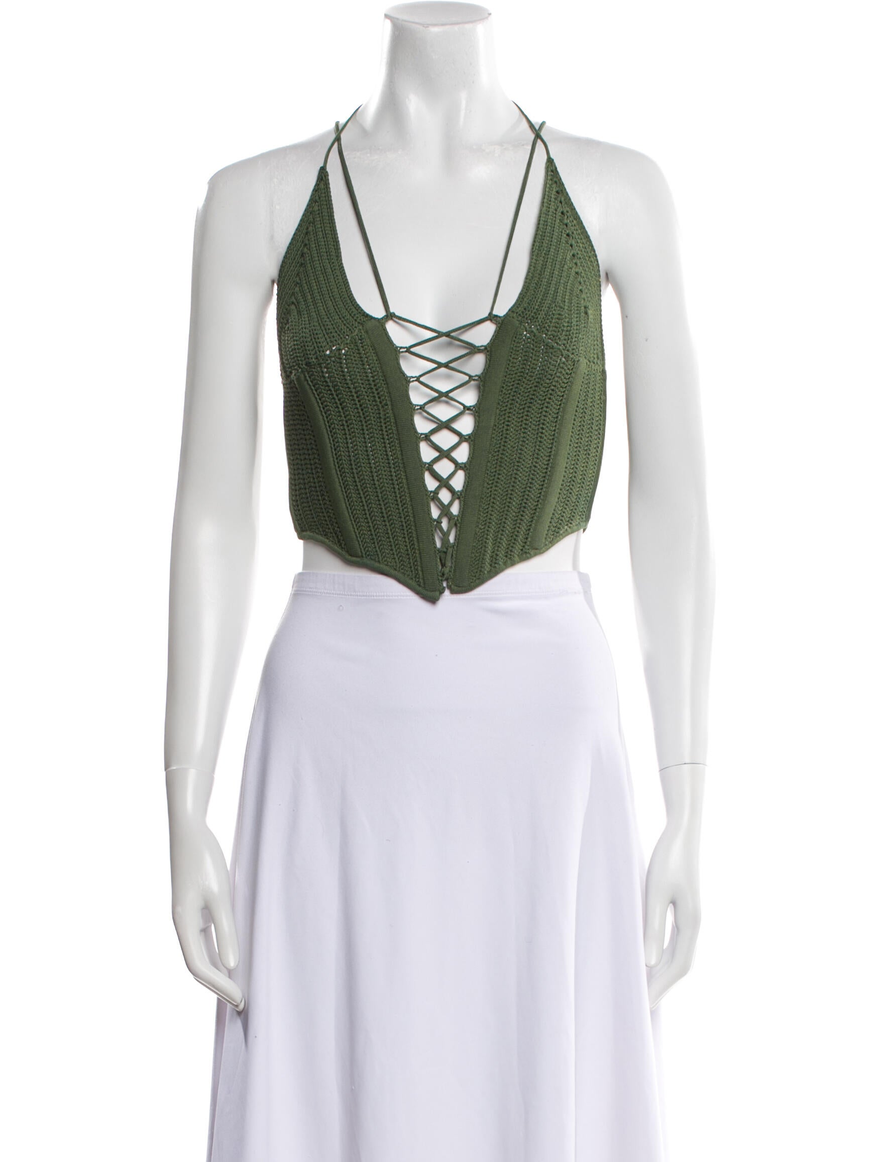 Dion Lee V-Neck Sleeveless Crop Top