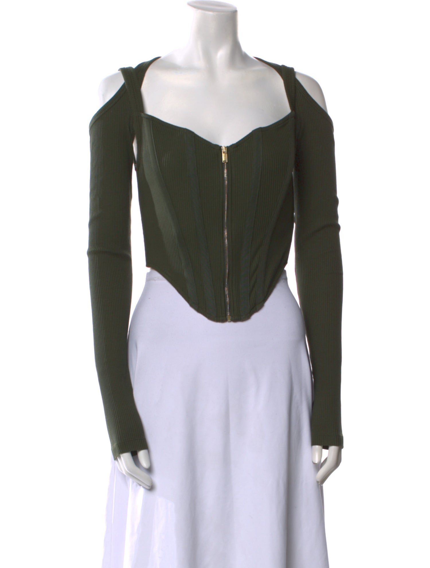 Dion Lee Square Neckline Long Sleeve Crop Top