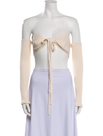 Dion Lee Off-The-Shoulder Long Sleeve Crop Top