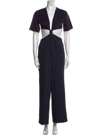 Dion Lee Striped V-Neck Jumpsuit