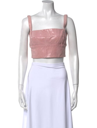 Dion Lee Leather Square Neckline Crop Top