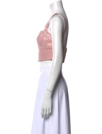 Dion Lee Leather Square Neckline Crop Top